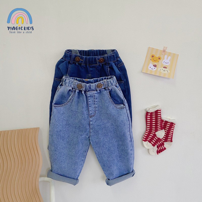 Quần bò trẻ em quần jean dài bé trai cạp chun dáng baggy Magickids quần áo trẻ em thời trang cá tính