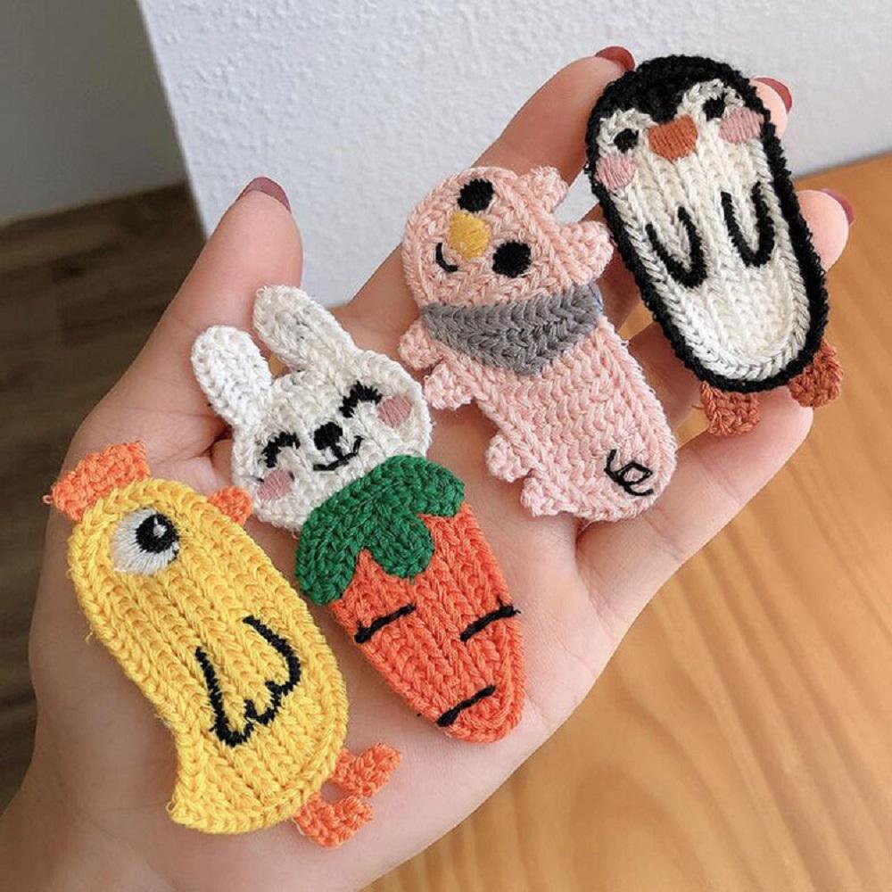 Kẹp Tóc Hình Heo / Thỏ Bằng Len Dễ Thương Xinh Xắn Dành Cho Nữ