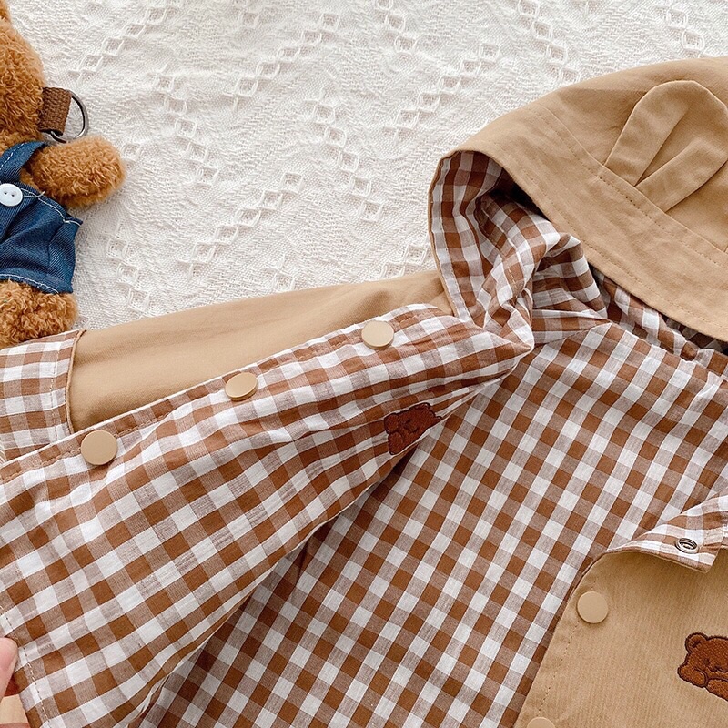 Áo khoác 2 lớp Gấu/Caro Hàn Quốc siêu xinh cho bé gái bé trai size 80-130