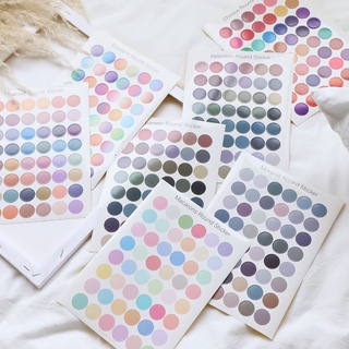 Sticker tròn dán ảnh decor phòng, set 48 miếng dán postcard, ảnh trang trí phòng