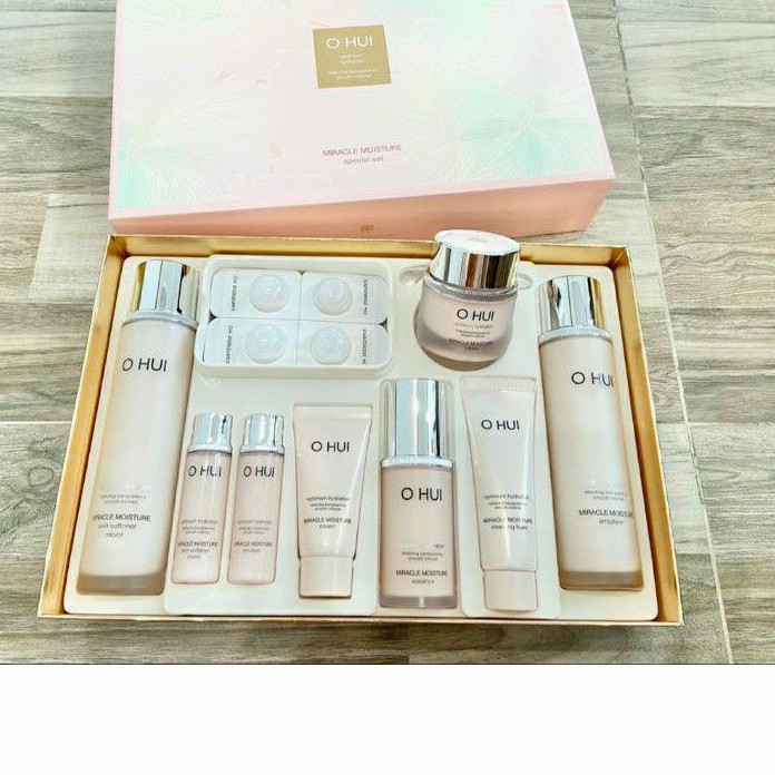 Bộ Dưỡng Da Trắng Hồng Căng Bóng Rạng Ngời Ohui Miracle Moisture Special Set 10sp