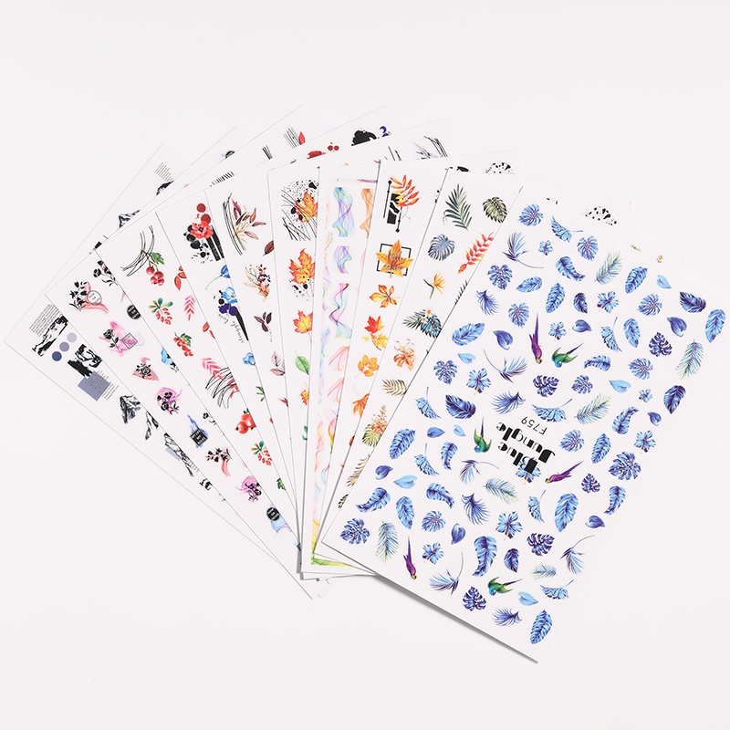 UR SUGAR Miếng dán trang trí móng tay họa tiết hoa lá 3D DIY thời thượng