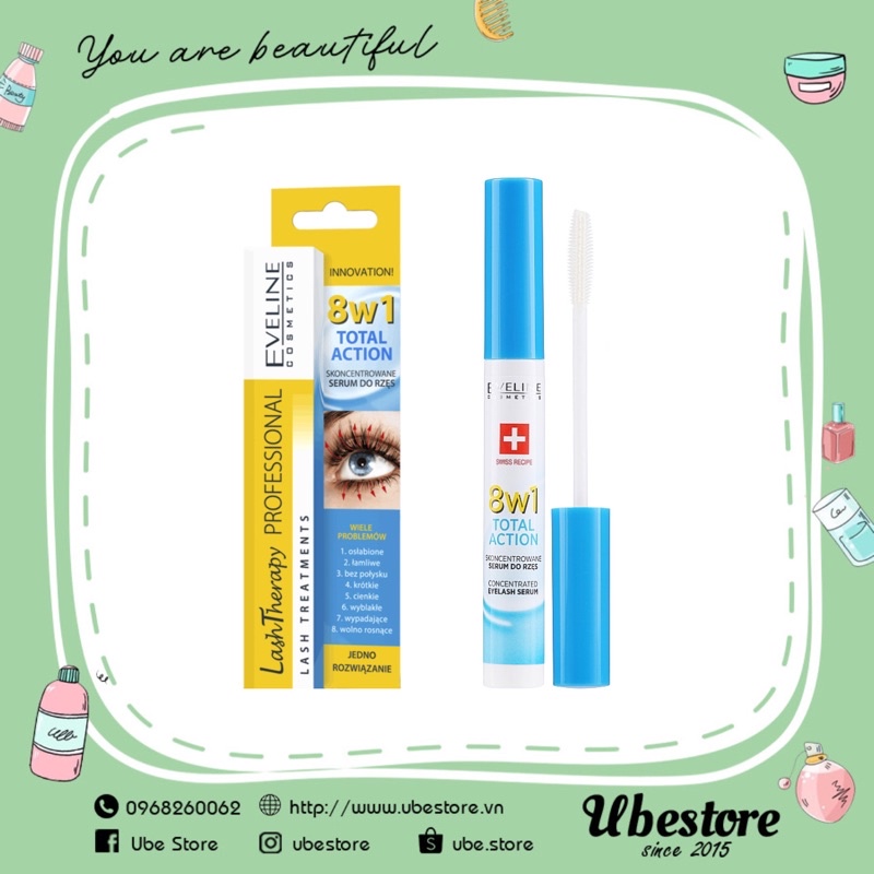 HUYẾT THANH DƯỠNG SIÊU DÀI MI #EVELINE LASH THERAPY PROFESSIONAL LASH TREATMENTS 10ML