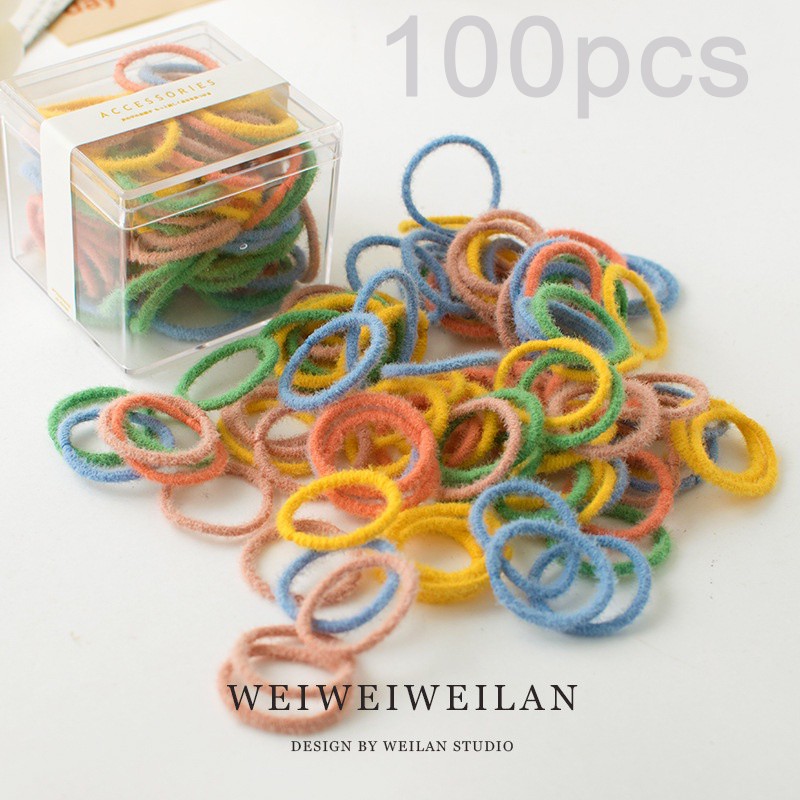 Bộ 100 Dây Thun Cột Tóc Phong Cách Hàn Quốc Cho Nữ