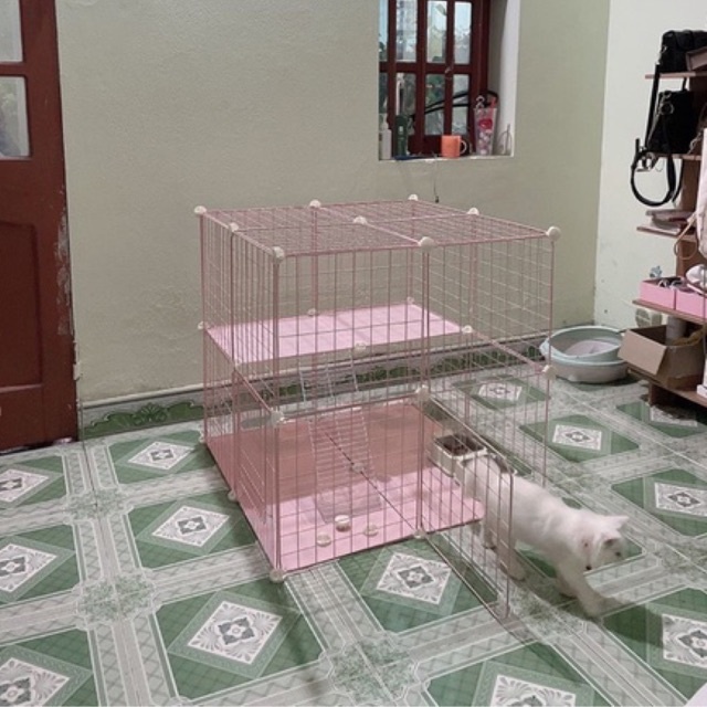 Chuồng Mèo, Chuồng Nuôi Thú Cưng 2 Tầng Siêu Tiện Ích, Làm Bằng Lưới Thép
