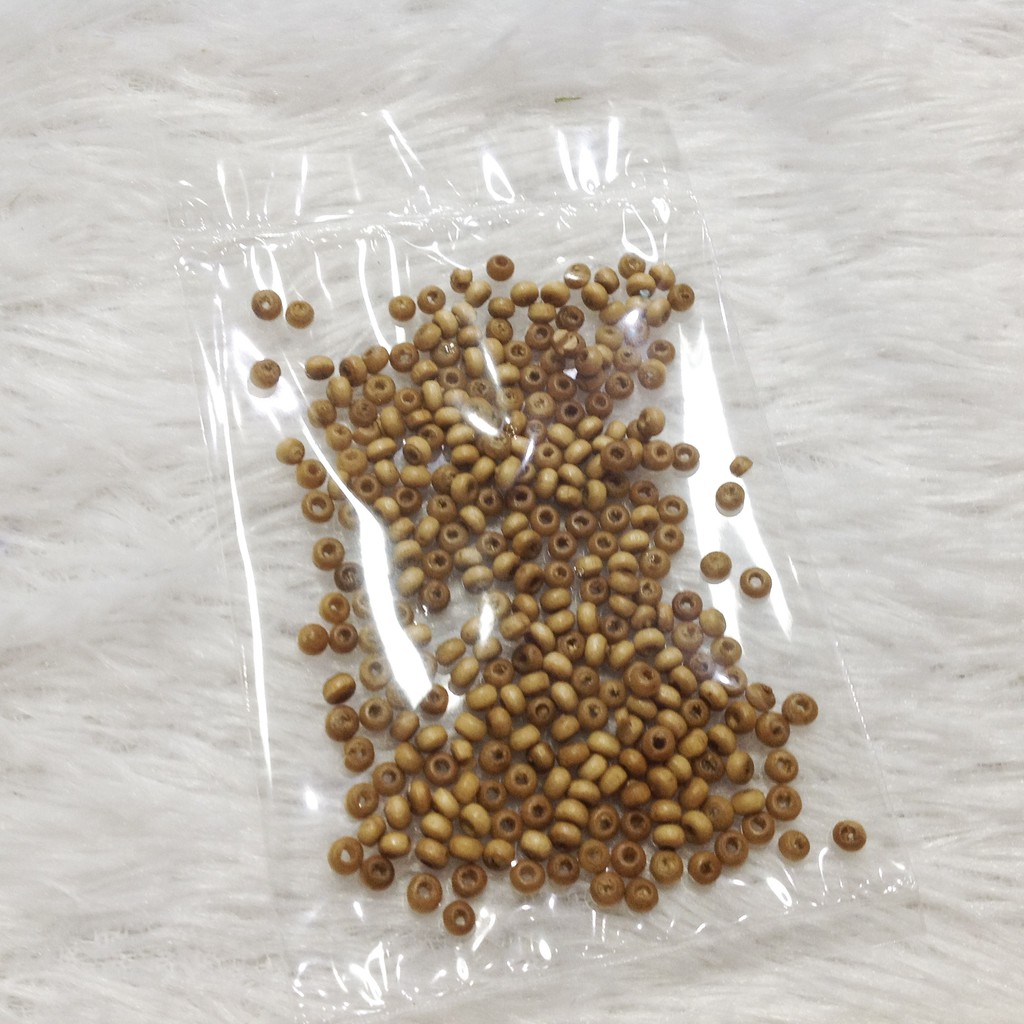 300 cườm gỗ 3.8mm hạt xỏ vòng trang trí thủ công handmade