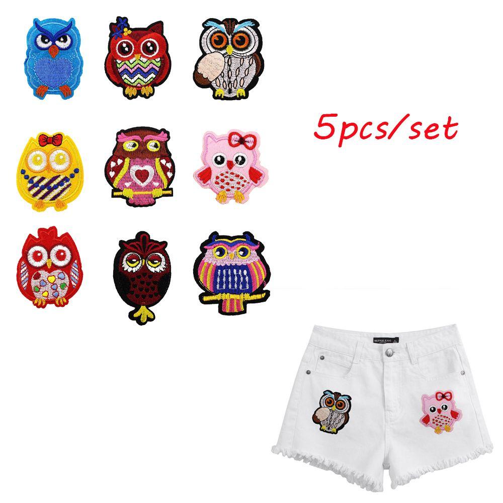 Set 5 Miếng Vá Trang Trí Thủ Công Hình Chim Cú Kiểu Dáng Ngẫu Nhiên