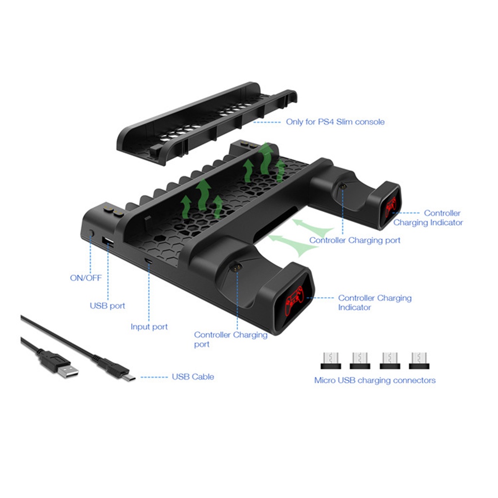 Đế Sạc Kép Tản Nhiệt Đa Năng Cho SONY PS4 LED Station 4 Series