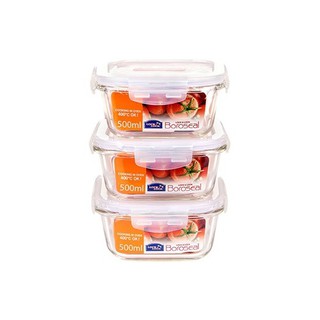 Combo 3 hộp thủy tinh vuông lock&lock llg214 500ml