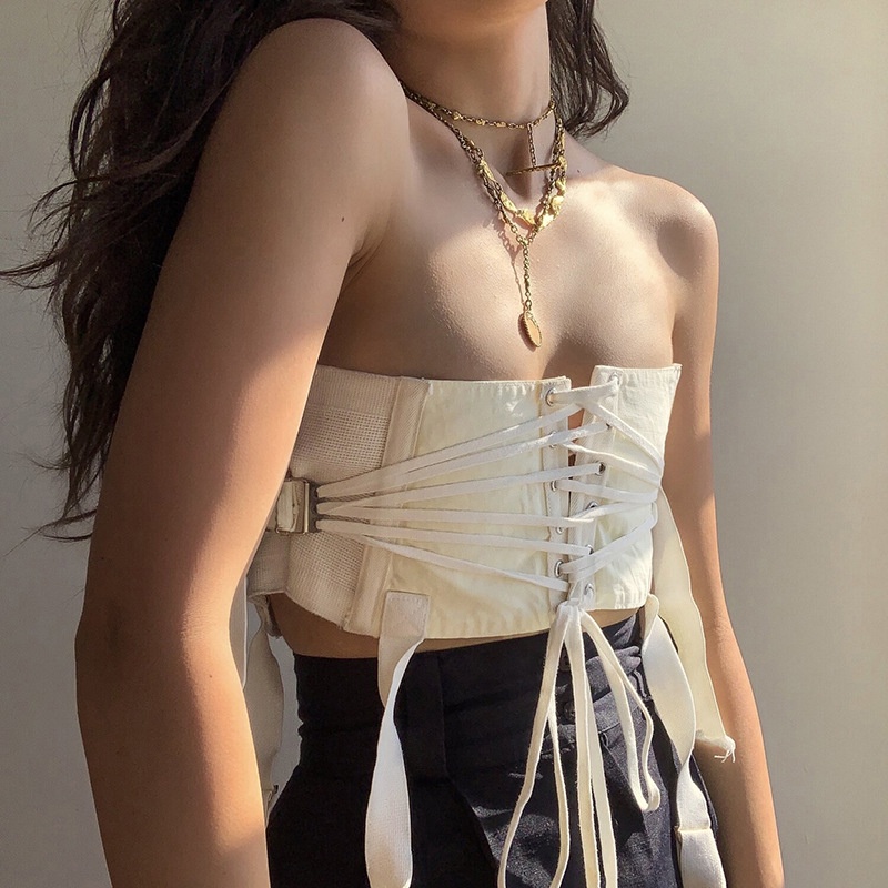 Áo Tank Top Trễ Vai Thắt Nơ Thời Trang Cho Nữ