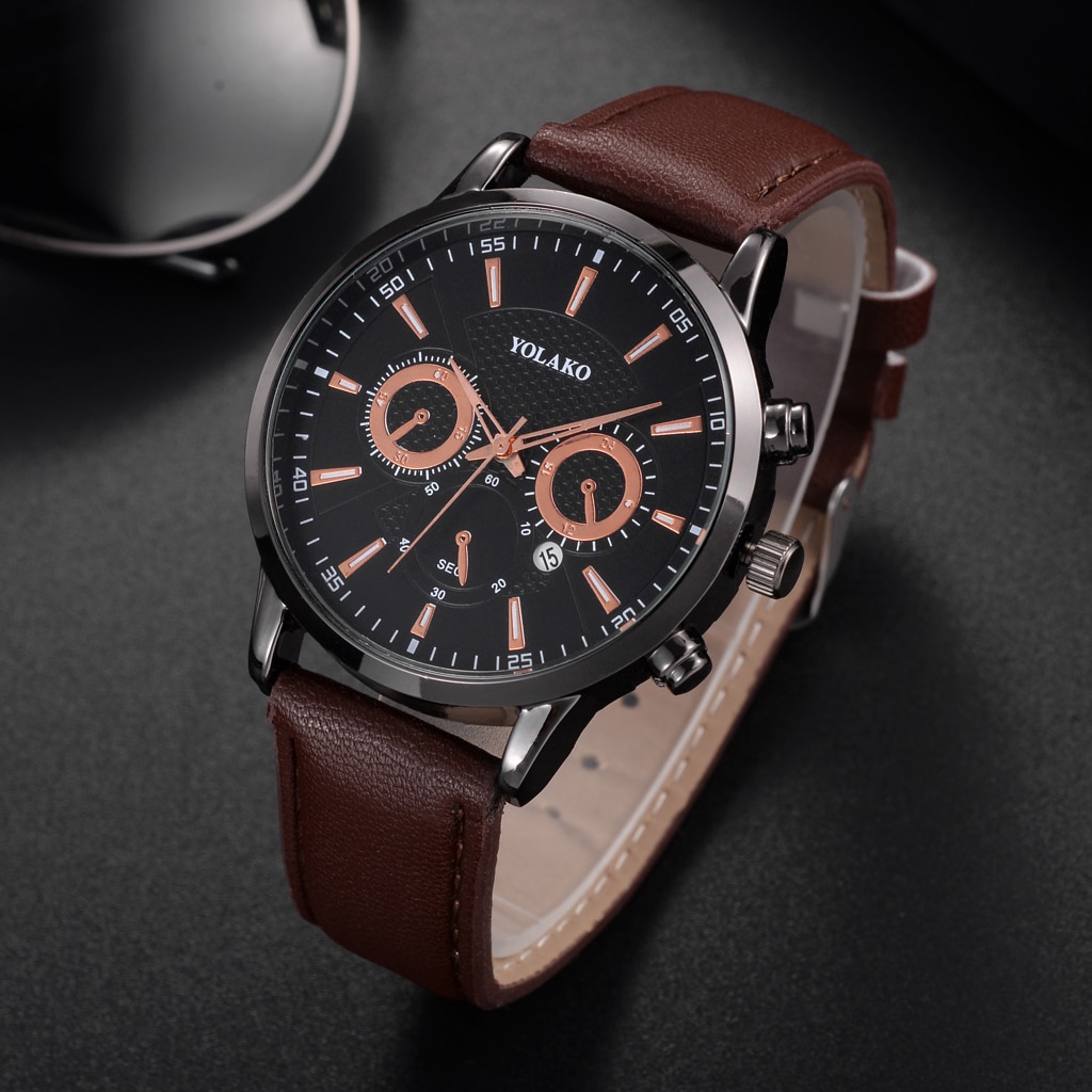 Luxury Men Business Watch Casual Leather Strap Quartz Wristwatches Male Clock