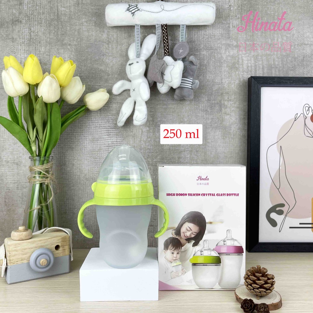 Bình sữa Silicon chống sặc HINATA - Chất liệu an toàn chịu nhiệt 180 độ C BS07