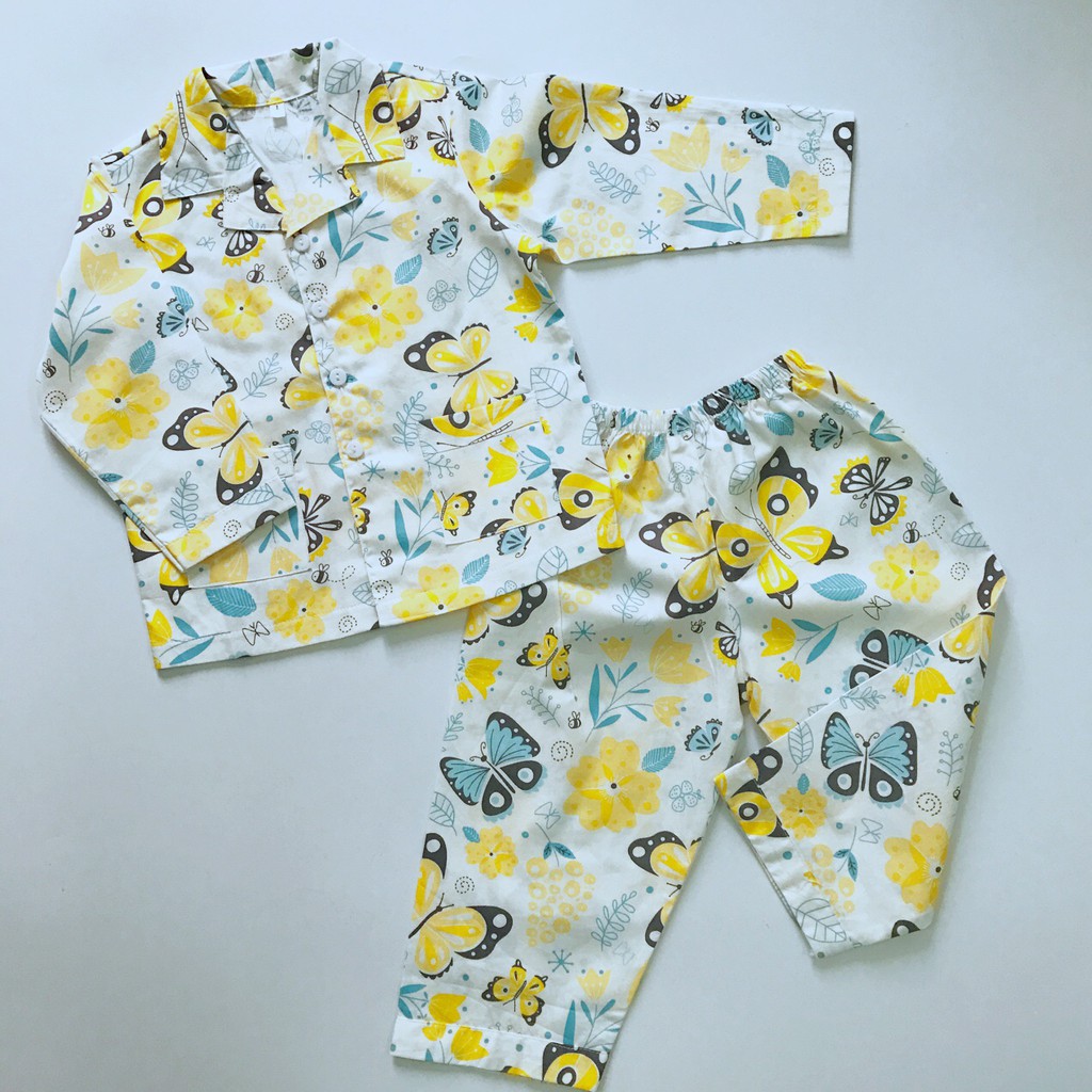 Pijama cho bé Thô cotton mềm mịn hút mồ hôi - Bướm vàng xinh 10-40kg