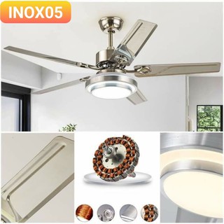 Quạt Trần INOX - 05, Công Suất 90w- Động Cơ DC Lõi Đồng, Có Đèn, Có Điều Từ Xa 6 tốc độ gió [ Bảo hành 5 năm]