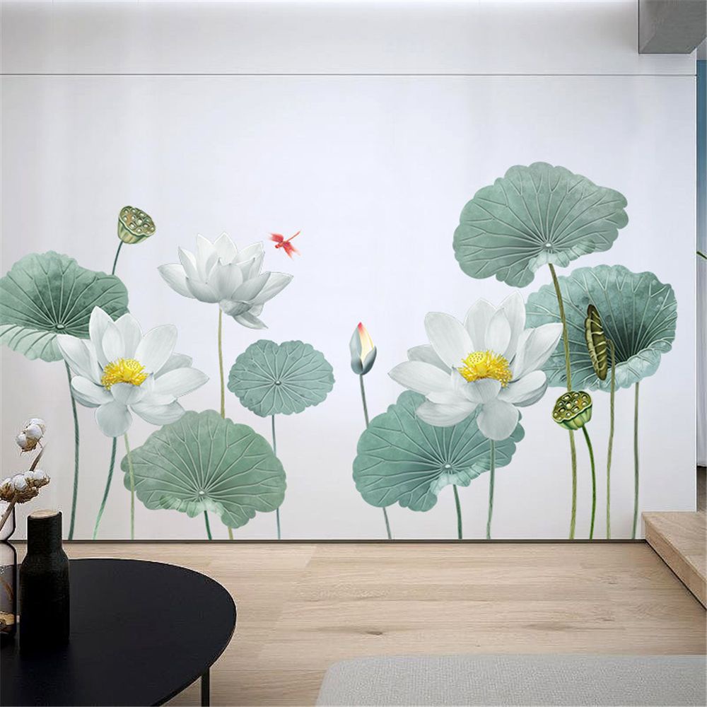 Giấy dán tường bằng pvc vinyl hình hoa sen phong cách trung quốc độc đáo