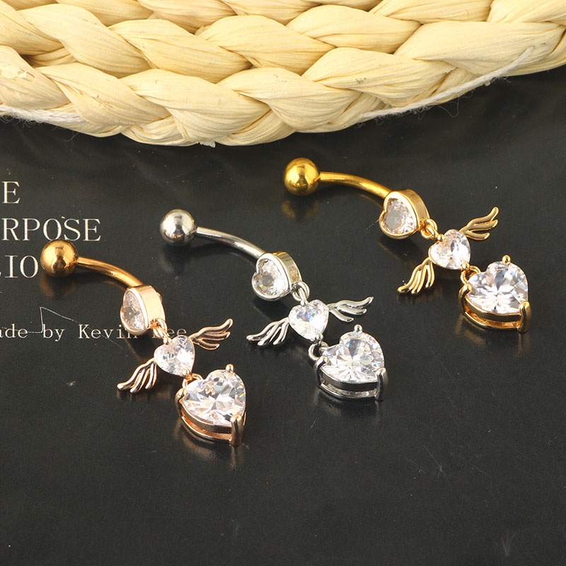 Khuyên rốn hình đôi cánh thiên thần đính đá cá tính