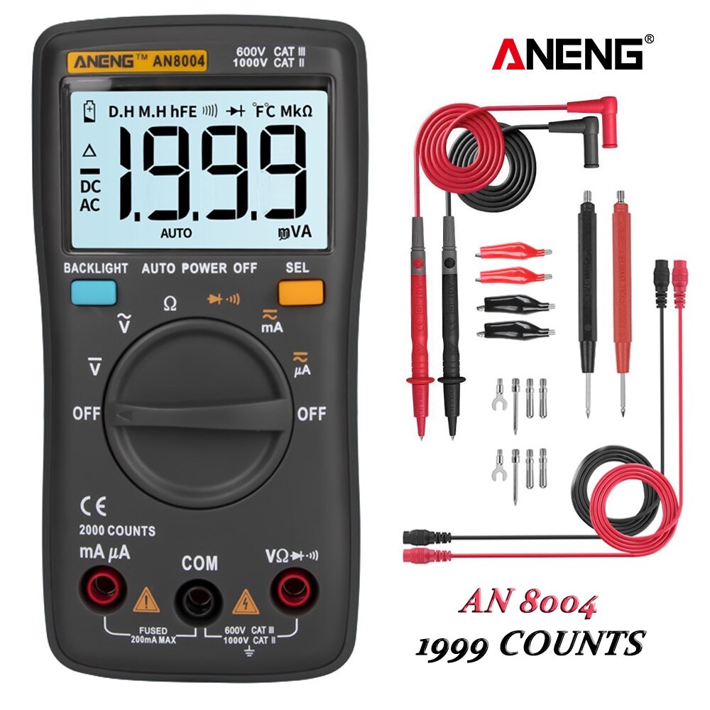 Đồng Hồ Vạn Năng ANENG AN8004, Kỹ Thuật Số Vạn Năng Đo Vôn Kế, Ampe Kế, Ôm (Tặng Kèm Pin 9V)