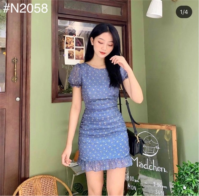 Đầm Xinh COCO DRESS thiết kế xếp li phần thân chất voan kèm lớp lót dày dặn hoan tiết hoa nhí