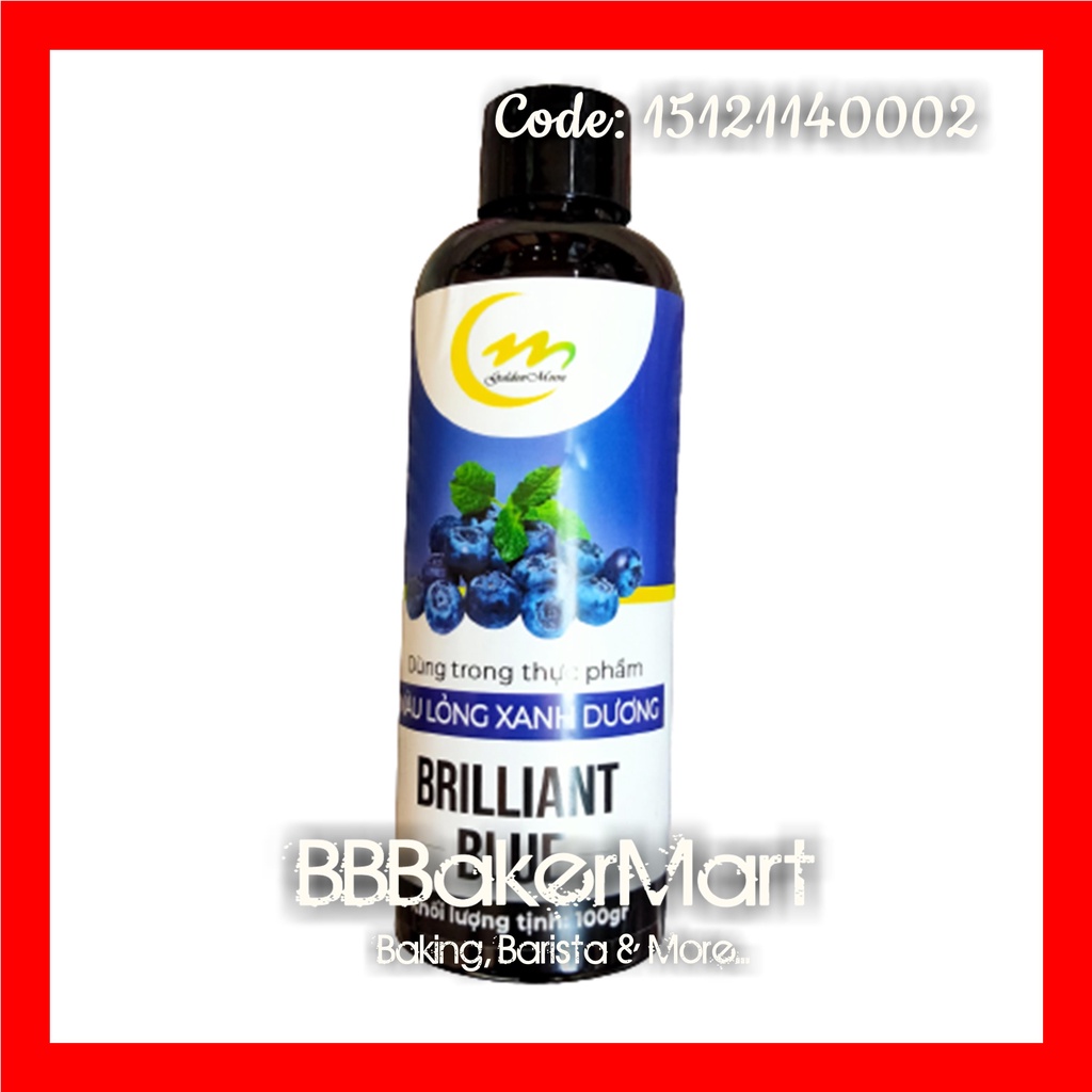 Màu nước thực phẩm XANH DƯƠNG BRILLIANT - Chai 100gr