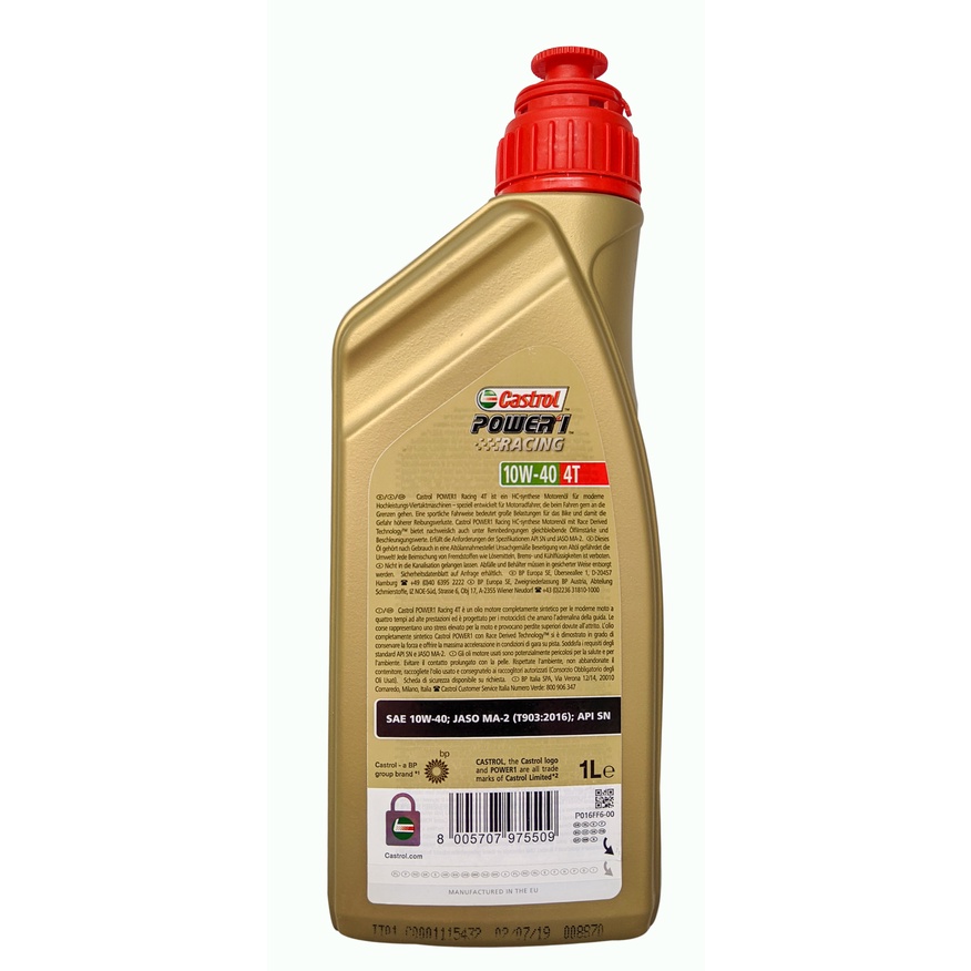 (1L) Dầu nhớt xe số, tay côn, phân khối lớn CASTROL POWER-1 RACING 10W40 1000ML Mới - Shopnhottot
