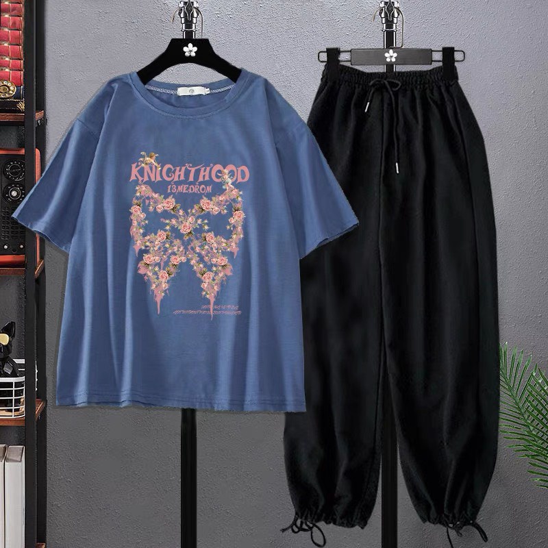 Sét Áo Nơ hoa + quần bom chun, Áo thun from rộng, Chất đẹp không xù, quần suông ống rộng, Sét bộ mặc ở nhà - MODY