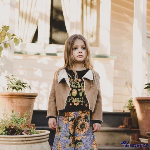Áo khoác da nhân tạo tay dài thời trang mới nhất dành cho bé gái