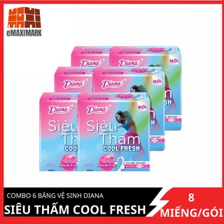 Combo 6 băng vệ sinh diana siêu thấm cool fresh 8 miếng/gói x6