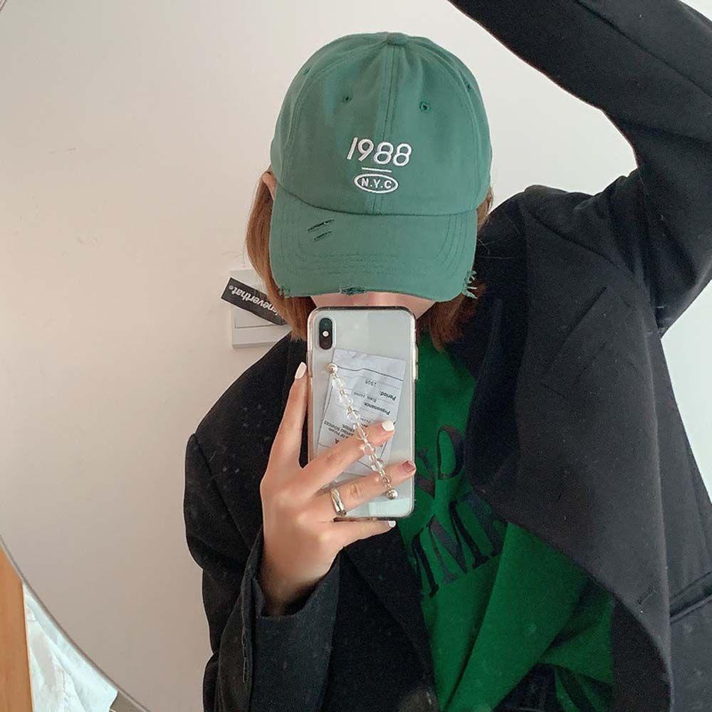 Nón Lưỡi Trai Thể Thao Hip Hop In Chữ Distress Phối Rách Kiểu Hàn Quốc Cho Nam / Nữ