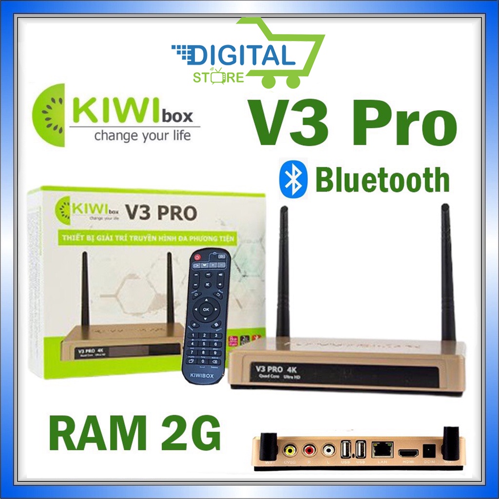 Đầu Androi BOX KIWI V3 PRO –  RAM 2GB CÓ BLUETOOTH. box xem truyền hình, youtube, lướt web miễn phí... [ Chính Hãng ]