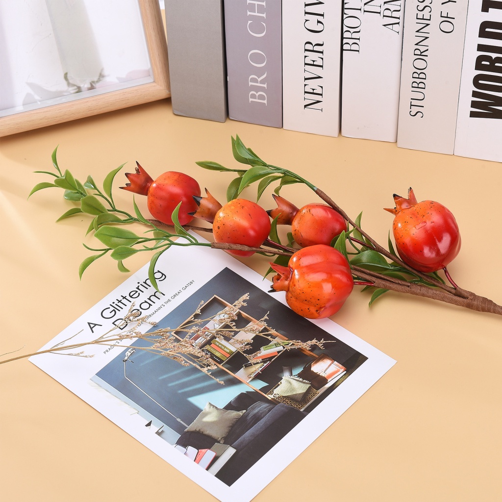 Nhánh Cây Lựu Nhân Tạo Treo Tường Trang Trí Nhà Cửa / Tiệc Cưới / Giáng Sinh