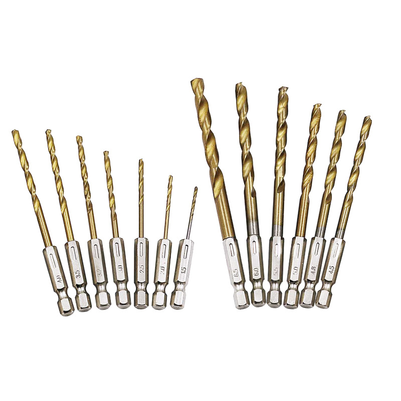 Set 13 mũi khoan trục lục giác mạ titan chất lượng cao có hộp đựng