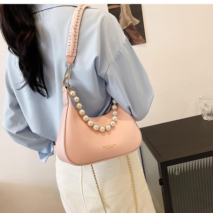 Túi xách nữ túi đeo chéo đẹp công sở đi chơi đi học quai phối dải ngọc trai nhân tạo thời trang 2023 TX0004 Hana Bags