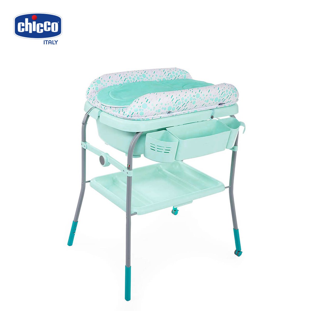 [Mã FMCGM100 - 10% đơn 500K] Bộ chậu tắm đứng, mát xa cho bé Chicco xanh ngọc