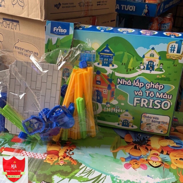 Bộ đồ chơi lắp ghép nhà và tô màu friso