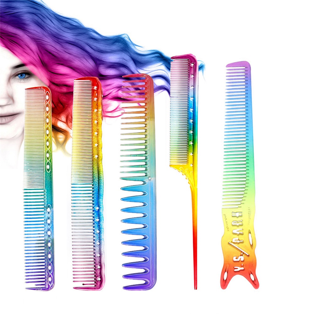 [Hàng mới về] Lược Chải Tóc Bằng Nhựa Trong Suốt Màu Cầu Vồng Thiết Kế Nhỏ Gọn Dành Cho Tiệm Làm Đẹp