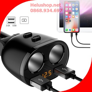 Bộ chia Tẩu sạc ô tô, xe hơi thành 2 tẩu và 2 cổng sạc USB cao cấp, đa năng HY16