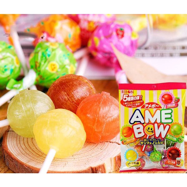 Kẹo mút trái cây Amebowl Ribon nội địa Nhật Bản thân thiện với răng của bé