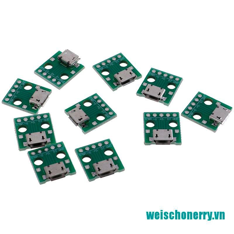 Weischoenrry◑Set 10 Đầu Chuyển Đổi MICRO USB Sang DIP 5Pin Female