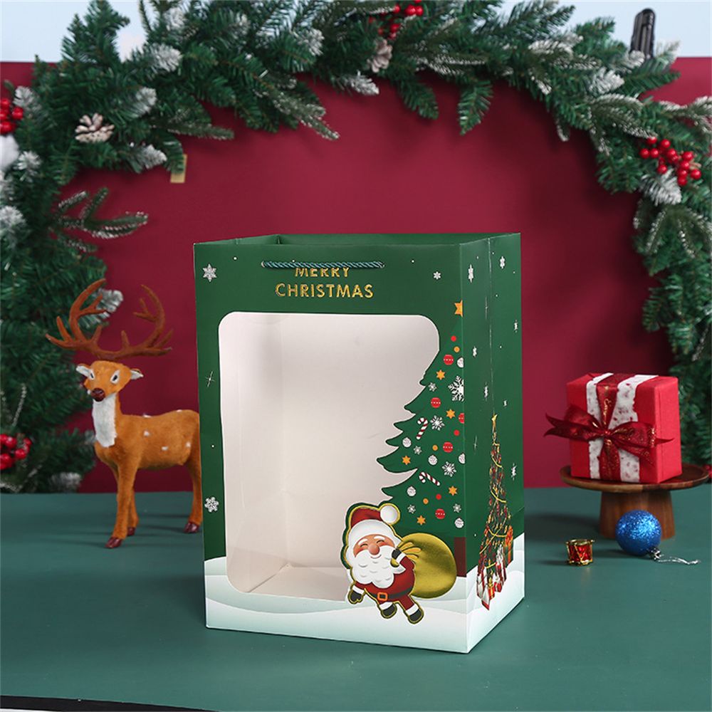 Set 1/10 Hộp Đựng Quà Tặng Trong Suốt In Họa Tiết Giáng Sinh
