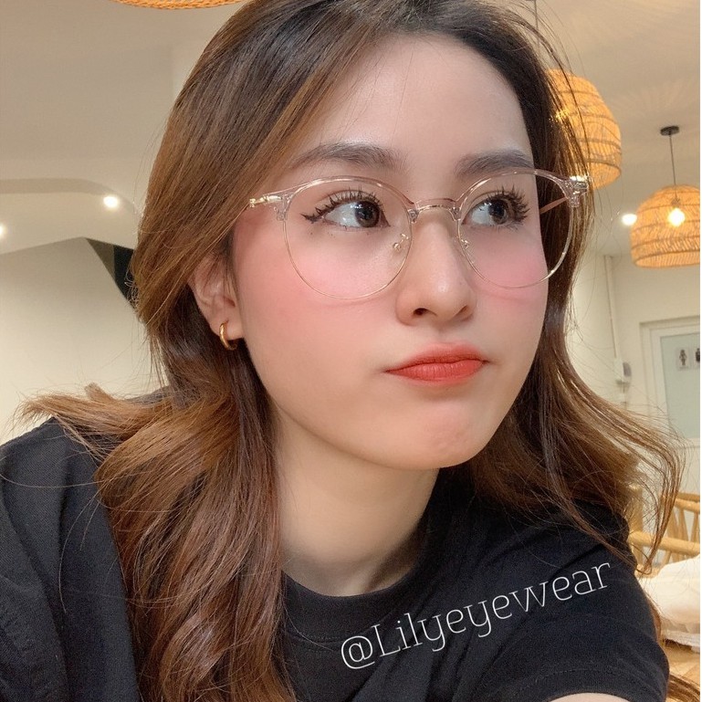 Gọng kính cận tròn nam nữ Lilyeyewear kim loại thanh mảnh dễ đeo thời trang Hàn Quốc 2736