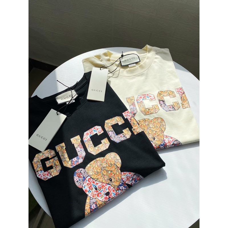 Áo phông rộng tay lỡ hình gấu Gucci GG GC cao cấp