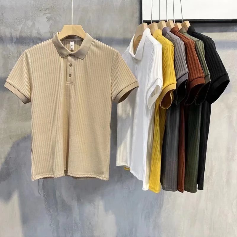 Áo Sweater Dệt Kim Cổ Đứng Tay Ngắn Dáng Ôm Kẻ Sọc Phối Nút Đơn Giản Thời Trang Cho Nữ