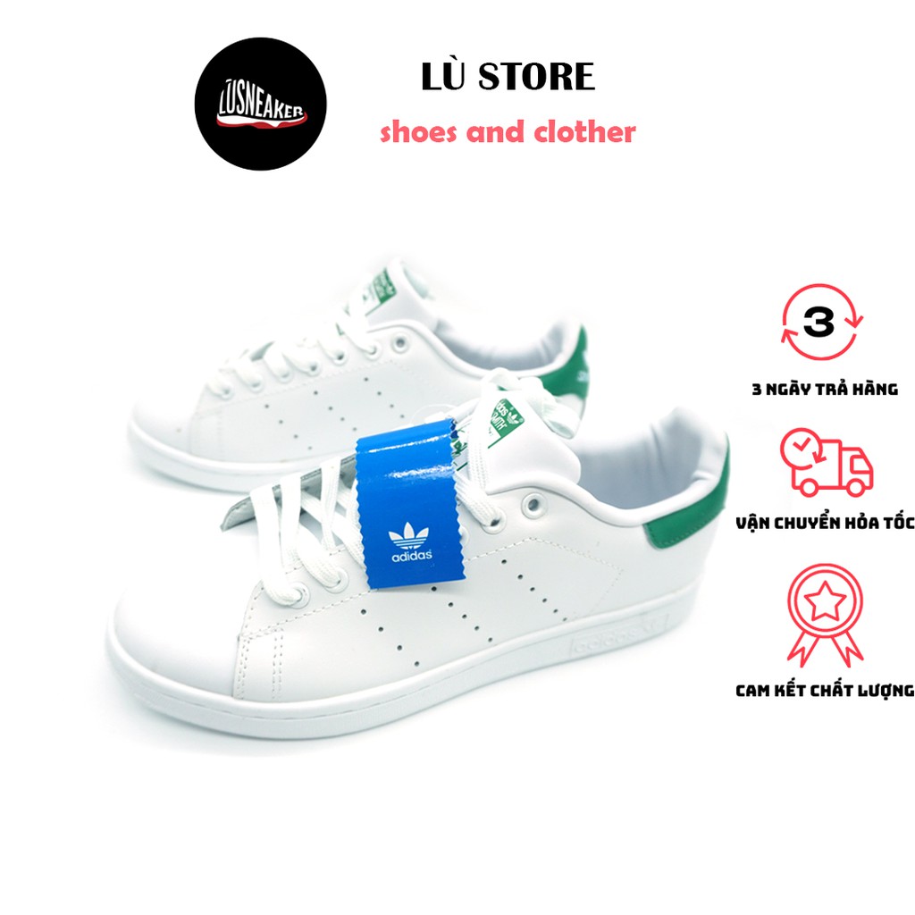 Giày thể thao STAN SMITH Trắng gót xanh (FULLBOX - CÓ SẴN) Giầy sneaker nam nữ trắng đủ size