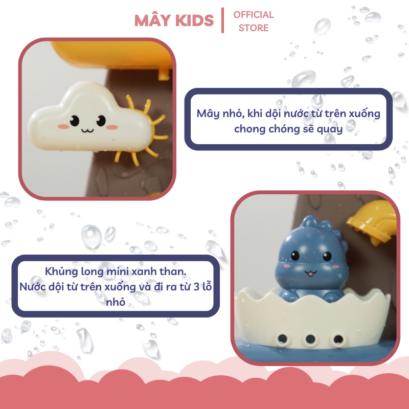 Đồ chơi khủng long nhà tắm thiết kế thác nước tự động đáng yêu cho bé trai bé gái - Mây Kids