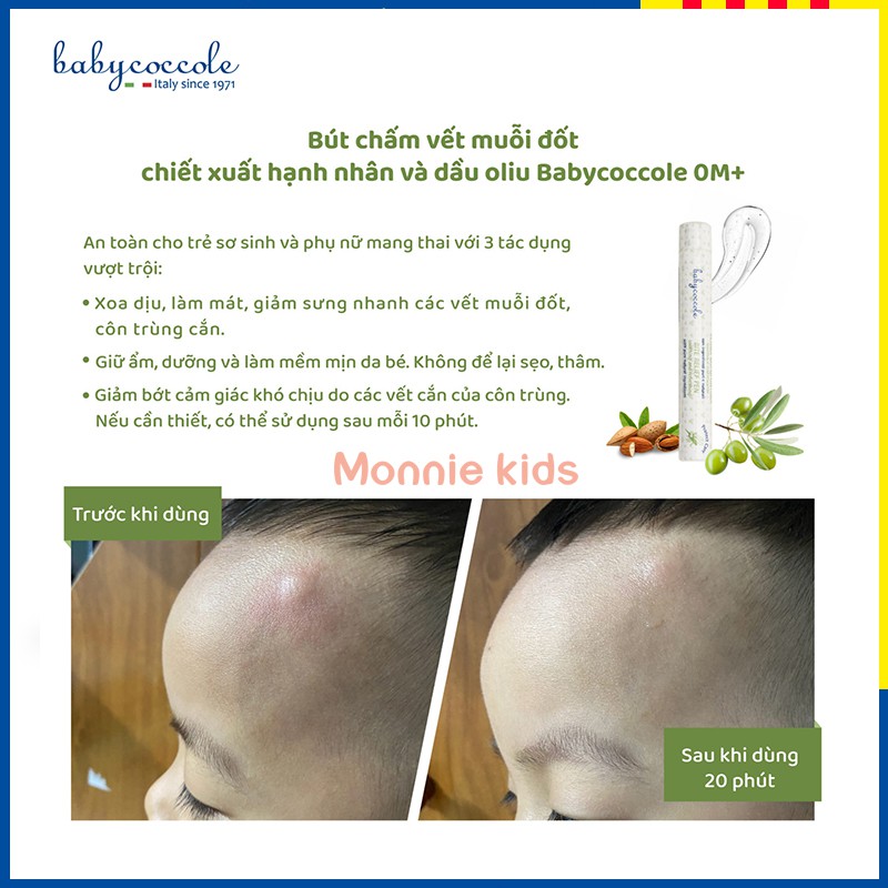Bút chấm muỗi đốt cho bé Babycoccole Ý 0m+, bút chấm vết côn trùng cắn 10ml- Monnie Kids