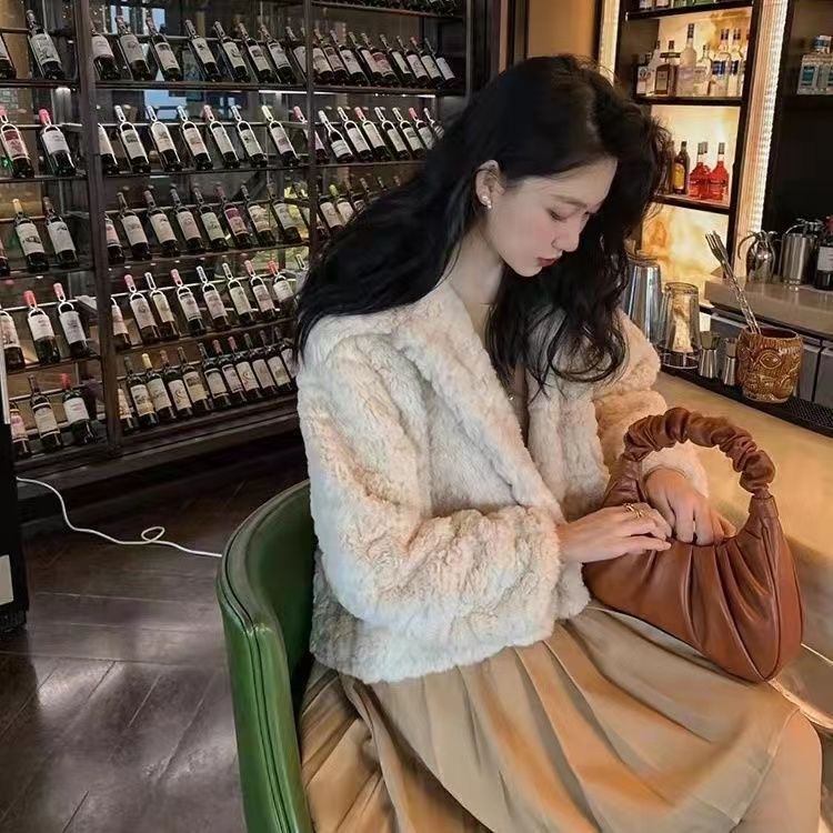 [Giao Ngay] Áo Khoác Lông Thỏ Giả Dày Dáng Rộng Phong Cách Mới Cho Nữ