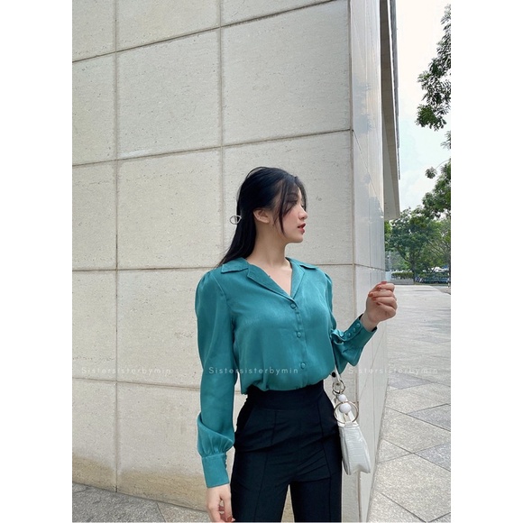 SISTERSISTER - Áo sơ mi lụa cổ điển Pure