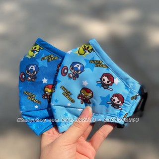 Set 2 khẩu trang vải Disney trẻ em hình Avengers chibi 2 màu siêu xinh cho bé trai - 30NAVG20415