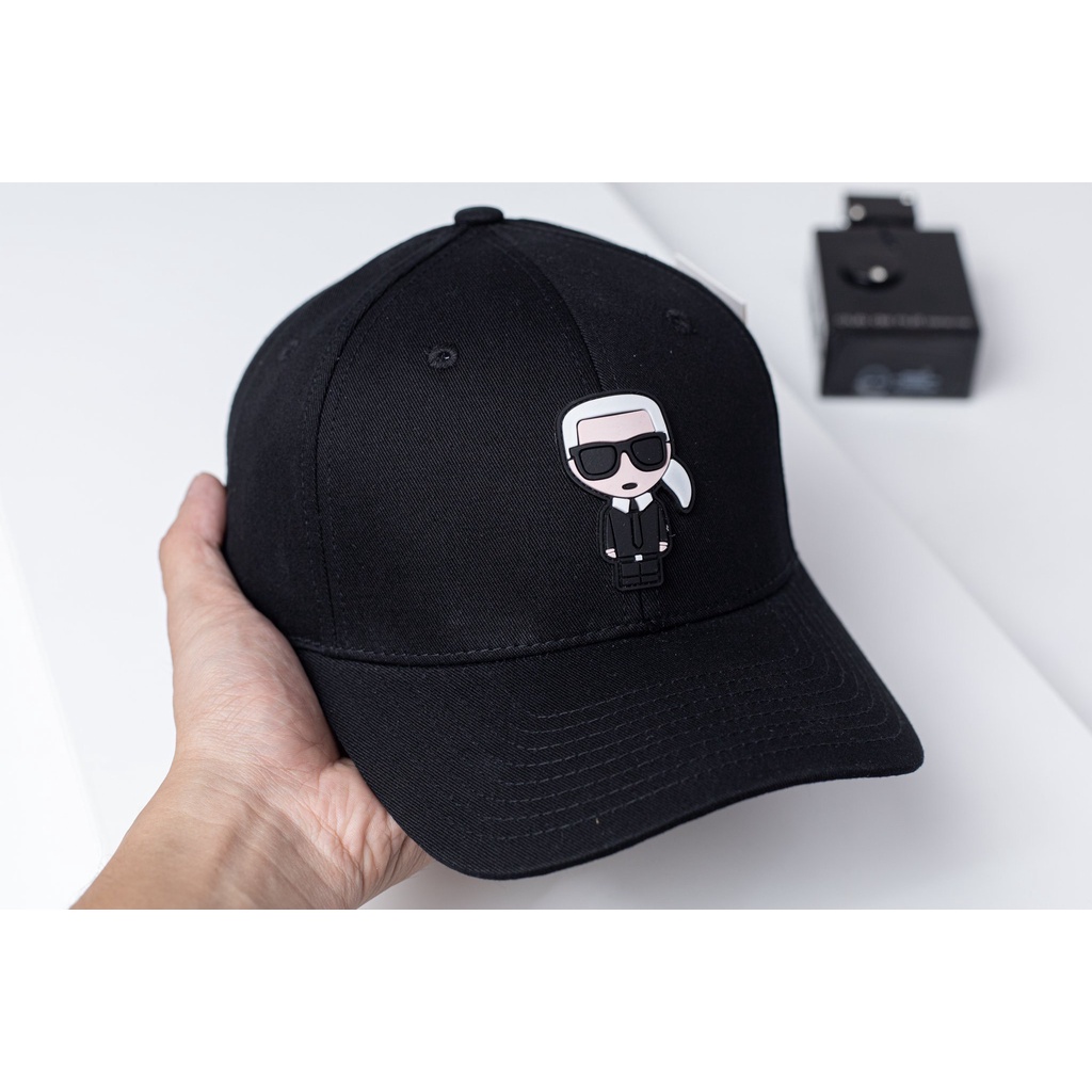 Mũ nón lưỡi trai KARL LAGERFIELD chất vải cotton Hàn Quốc cao cấp, logo cao su nổi 3D, màu đen, trắng
