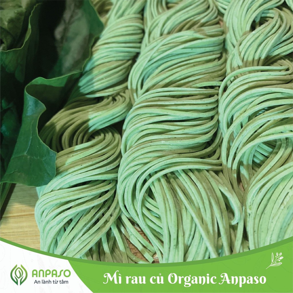 Mì Ăn Dặm Cho Bé Cải Bó Xôi Hữu Cơ Organic Anpaso, BLW, kiểu Nhật từ 7 tháng bổ sung chất xơ, cải thiện táo bón 120g